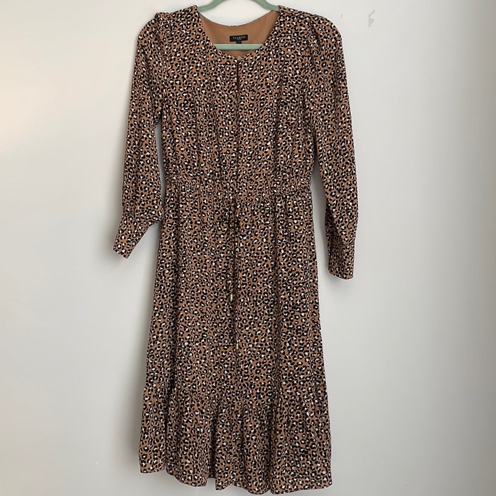 Long sleeve leopard fit & flare dress